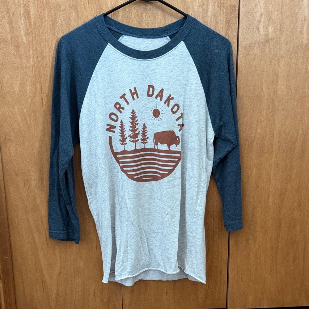 Classic State Raglan Tee with Blue and Gray